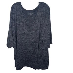 Torrid Super‎ Soft Plush V Neck 3/4 Sleeve Top Charcoal Gray Size 4X